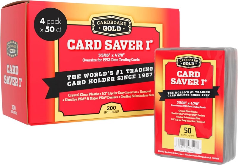 Cardboard Gold Card Saver 1-200Count - Semi Rigid Card Holder, Trading Card Protectors - PSA-Approved Cardsaver for Baseball, Trading, Sports Cards - Card Sleeves, Binder, & Storage Box Compatible - Image 1